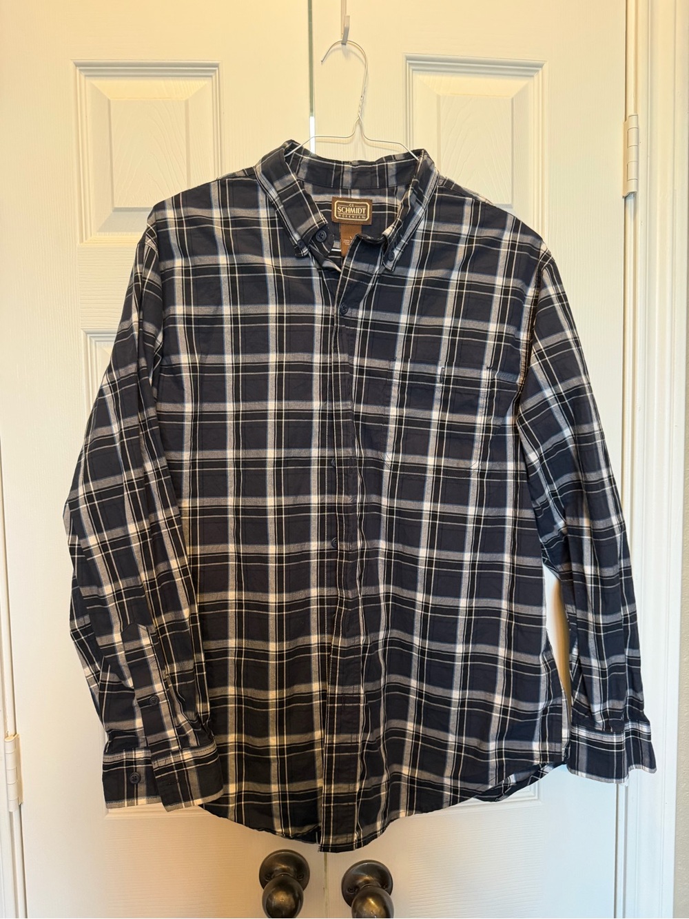 Engineered Garments Men's Navy & White Plaid Button-Down Shirt